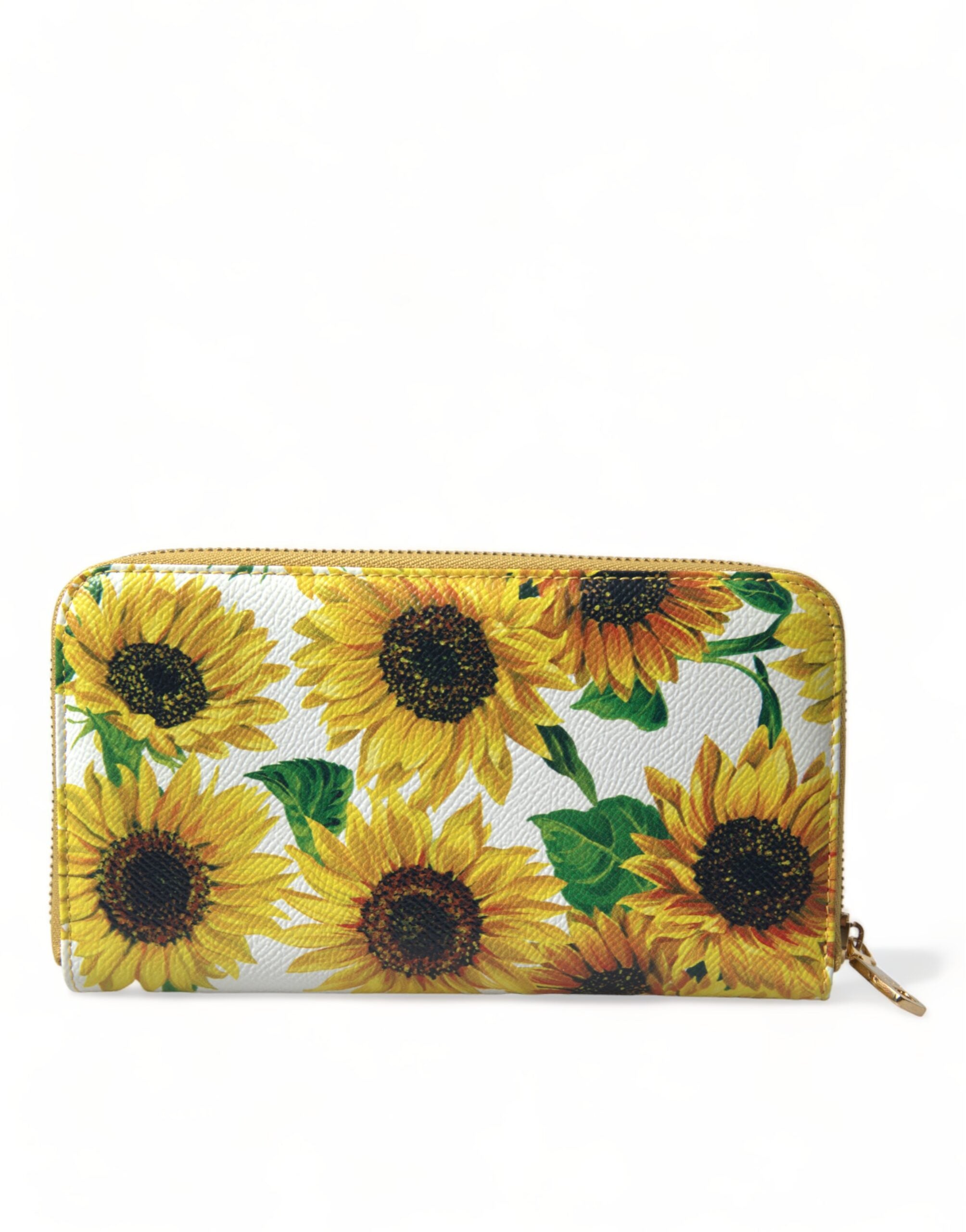 Dolce & Gabbana Kontinentale Brieftasche aus Leder mit Sonnenblumendruck